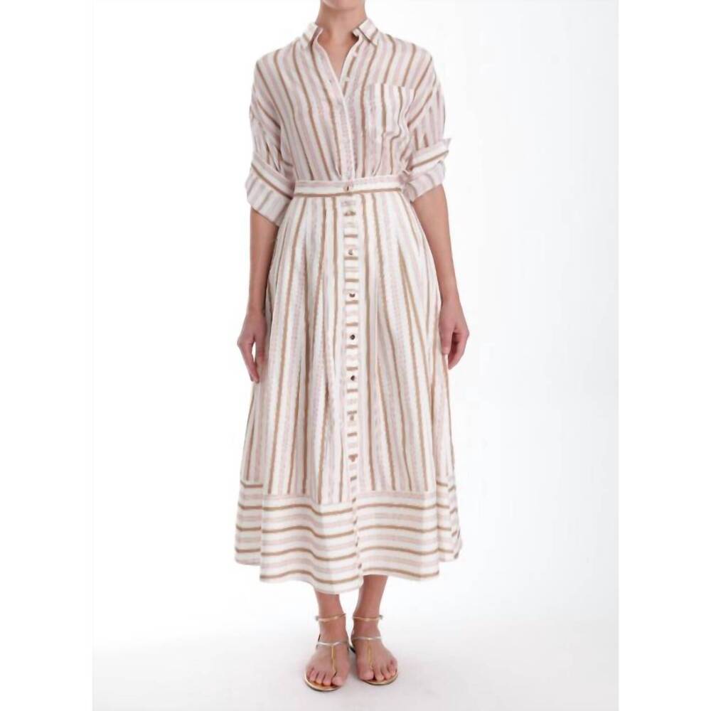 NEW KARINA GRIMALDI spencer striped midi skirt in multi